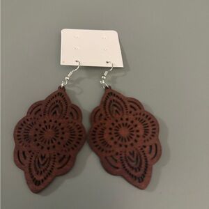 Brown Wooden Dangle Earrings